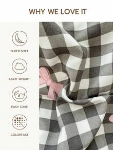 2/3pcs 100% Polyester Plaid & Bow Bedding Set (1 Fitted Sheet + 1/2 Pillowcase) - Multicolor - View 2