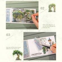 have a good day 1pc 16pcs/Pack Vine & Architecture Theme Sticker Book, Aesthetic Style Scrapbook Stickers, DIY Collage Card Materials, Personalized Notebook Handmade Journal Art Decoration, Office & School Supplies - View 4