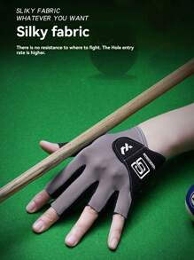 Guanti da biliardo in seta ghiacciata, leggeri e traspiranti, a tre dita con chiusura a strappo, antiscivolo, per mano sinistra, per uomo, per snooker e pool