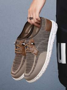 Zapatos casuales tipo mocasín hechos a mano de alta calidad para hombre, con suela tejida transpirable y de base suave, diseño de slip-on