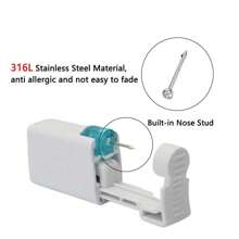 1 pezzo kit monouso per piercing al naso con elemento per piercing incorporato e 1 pezzo di anello per il naso - Pistola per piercing al naso sicura per uso domestico