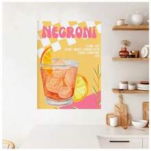 1 pièce Affiche de cocktail vintage Latte Moutai, peinture sur canevas de boisson et de nourriture, décoration murale minimaliste moderne pour restaurant, bar, maison. Décoration murale avec cadre, décoration de cuisine - Multicolore - Voir 13
