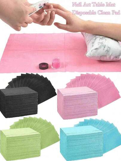 25pcs Waterproof Disposable Nail Art Table Mats - Foldable, Smudge,Hypoallergenic Waterproof Nail Art Mats-Proof Manicure & Tattoo Pads ,Disposable, Efficient Cleanup & Prot