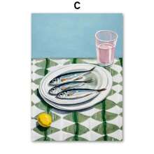 1 pièce Cadeau Moderne Peinture sur canevas Affiche Impression Abstrait Lignes Colorées Vie Canapé Fauteuil Poissons Crocodiles pour Décoration Murale Salon Maison, Cadre en option