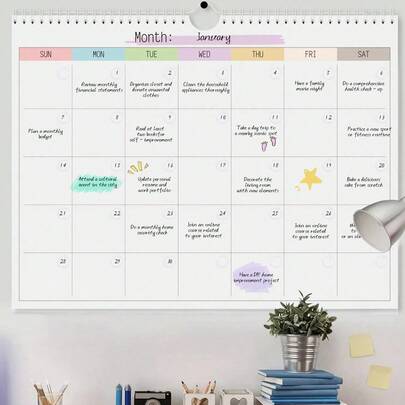 Undated Monthly Planner Notebook, Blank Calendar, 11.4" X 14.7", Suitable As Gift For Men And Women