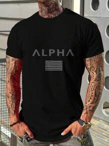 1 pieza Camiseta deportiva para hombre de estilo atlético y para correr