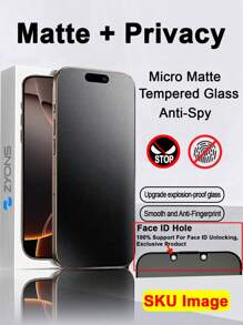 ZYONS 2 protectores de pantalla de vidrio templado mate y esmerilado antiespia para iPhone, cobertura completa, tacto delicado, antihuellas, fácil de instalar, antirreflejo, antiimpactos, compatible con iPhone 16E/16 Pro Max/16 Pro/16 Plus/16/15 Pro Max/14 Pro Max/13 Mini/12/11/XS MAX/XR/8+/7 Plus. Regalo ideal para cumpleaños, familia y amigos.