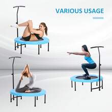 40'' Trampoline Rebounder Indoor Outdoor Adult Mini Jumper With Adjustable Handle - Black - View 5