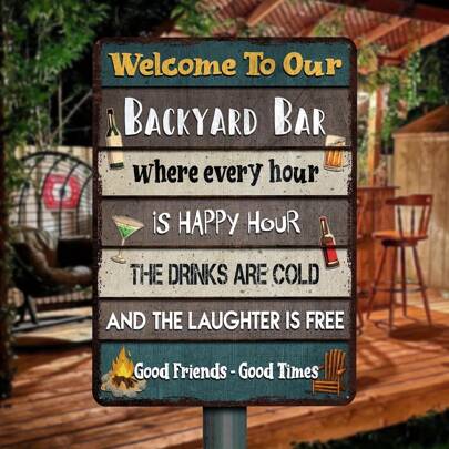 1 Stück rustikales Metalltafel-Willkommensschild - used-look Finish, Outdoor Hof Terrasse Dekoration, Bar Schild, 30x20cm perfekt für Zuhause, Garten und Party Dekoration