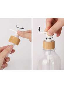 1pc 16oz Soap Dispenser Bottle With Rust-Proof Pump And Bamboo Lid, Kitchen Dish Soap Dispenser, Bathroom Shampoo/Body Wash Dispenser, Translucent Plastic Home Bathroom Decor Fall Decor Back To School