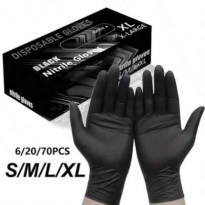 6/20/70PCS Disposable Nitrile Ultra Durable Gloves, Waterproof Gloves, Suitable For Kitchen Cleaning, Tattooing, Hair Dyeing, Pet Care, And Household Chores