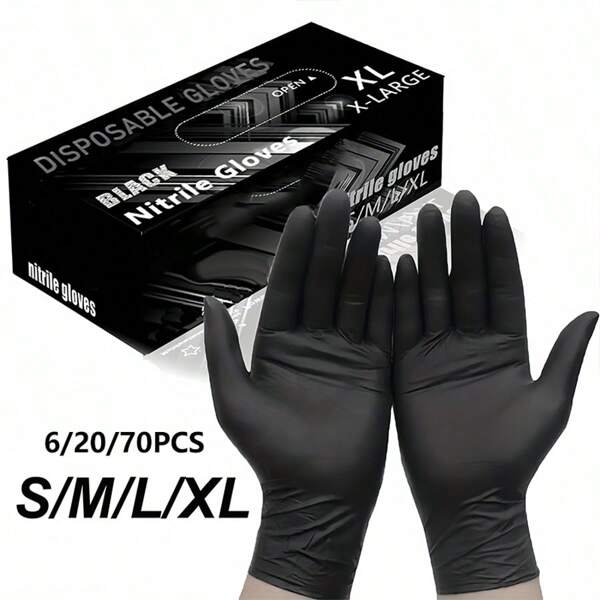 6/20/70 pièces Gants en nitrile jetables ultra durables, gants imperméables, conviennent pour la cuisine, le nettoyage, le tatouage, la coloration des cheveux, les soins des animaux de compagnie et les tâches ménagères