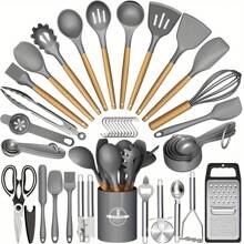 44pcs Silicone Cooking Tools Set With Storage Bucket, High Heat Resistant Non-Stick Cookware Spatula & Ladle, Kitchen Utensils Kit