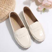 女士平底休闲乐福鞋，软底，户外防滑平底鞋，轻便舒适，适合中年妈妈工作/日常穿着。 - 米色(鏡面) - 查看 4