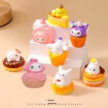 Sanrio 8 Stücke Set mit Mini-Desserts in zufälliger Farbe, DIY-Zubehör, Puppen-Blindbox im Sanrio-Stil, Schreibtischdekor aus Kunstharz, geeignet für Büro, Studentenschreibtisch, Zuhause – Geschenk zum Schulanfang