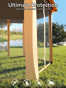 Outdoor Furniture For Daily Life 13'x13' Hexagonal Pop-Up Gazebo, Outdoor Gazebo With Mosquito Netting, Instant Setup Canopy Tent With Strong Steel Frame And Sandbags, For Backyard, Gardens, Patio - Khaki - View 4