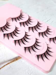 1 Caja (5 Pares) de Pestañas Negras de Diablo, Estilo Japonés Anime Acogedor Pestañas Gruesas y Bonitas para Chicas, De Aspecto Natural, Hechas a Mano, Tira Completa para Cosplay