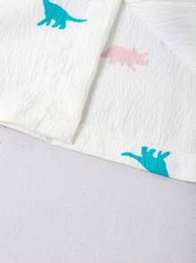 Conjunto de 2 piezas de camiseta y pantalones cortos con estampado de dinosaurio para niños en verano