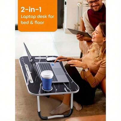 Laptop Table 60 X 40 X 28cm Laptop Tray Bed Desk Folding CoffeeTray Notebook Stand Reading Holder , Back To School Gifts