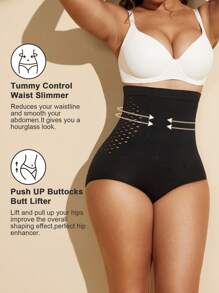 1pc High Waist Seamless Breathable Shaping Bodysuit, Black Tummy Control Panty Shorts For Women Flat Belly Sheath Slimming Pants Underwear Shorts Lingerie Briefs Shapewear Waist Trainer Shaper  Summer