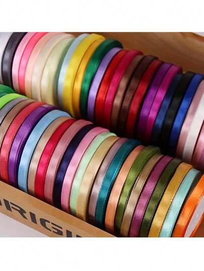 6pcs Assorted Colorful Ribbons, DIY Craft Supplies, Gift Packaging, Hair Accessories, Floral Arrangements, Wedding Decor, Birthday Party Decorations, Balloons, Holiday Satin Ribbons