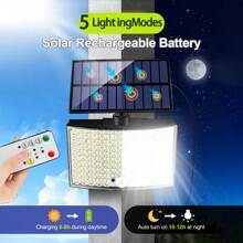 1/2pcs Solar Lights, [268LED/5 Modes/] 16.4ft Extension Cable Super Bright Motion Sensor, With The Latest 3 Bright Always-On Light Modes From Dusk To Dawn, Remote Control, IP65 Waterproof, LED Solar Lights Suitable For Garden Patio Courtyard Garage Corridor