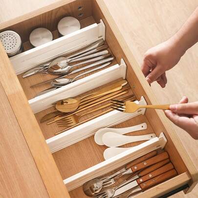 1pc Adjustable Plastic Drawer Organizer Divider Tray For Underwear, Socks, Storage