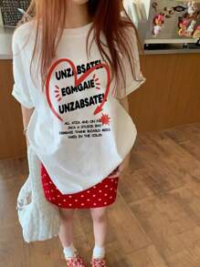 Made In Japan, Spring/Summer Cotton, Round Neck, Loose Fit, Versatile, Simple, English Print Short-Sleeve T-Shirt