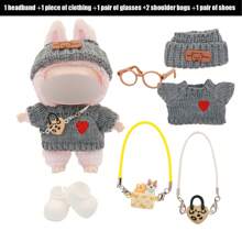 Pullover-passendes Stirnband, Schuhe, Brillen, Schultertasche Accessoire Set, modische Neuheiten Zubehör (Figur nicht enthalten)