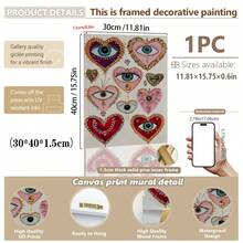 1pc Canvas Wall Art Poster With Optional Frame, Gothic Evil Eye & Heart Shape Print Poster, Vintage Dark Maximalism Art Style, Suitable For Living Room, Bedroom Wall Hanging, Tabletop Display, Ideal Wall Art Home Decor Gift