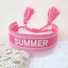 1 pièce Bracelet charm brodé vintage "ÉTÉ", bracelet d'amitié style bohème plage, convient pour la famille, les amis, les étudiants, les cadeaux de vacances, les fêtes de plage, les accessoires de voyage