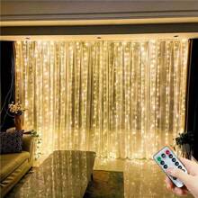 1pc 600 LED Window Curtain String Light With Remote Control, 8 Modes, Suitable For Christmas, Halloween, Wedding, Bedroom, Home Holiday Party Decoration
