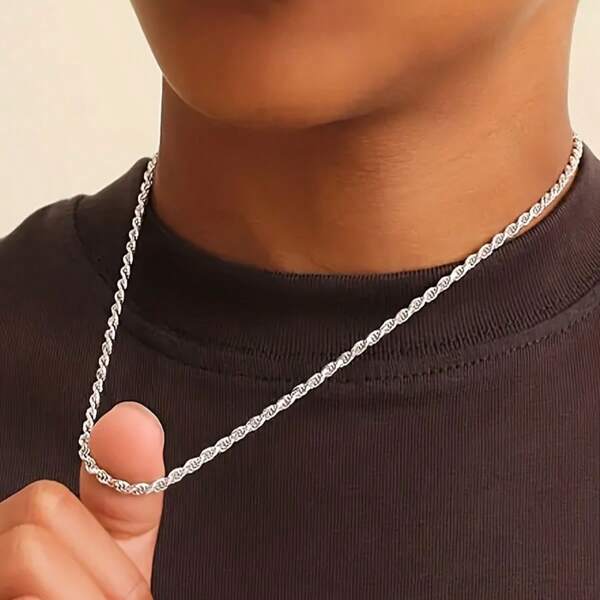 1 pièce Collier de mode torsadé pour hommes - Acier inoxydable - Fête, vacances, cadeau - Accessoire polyvalent pour tous les jours