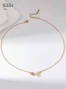 Hihho 1pc Adjustable Stainless Steel 18K Gold Plated Tulip Necklace, Suitable For Women, French Fashion Style, Fit For Party, Date, Office Wear, Valentine's Day Gift