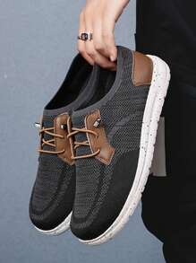 Zapatos casuales tipo mocasín hechos a mano de alta calidad para hombre, con suela tejida transpirable y de base suave, diseño de slip-on