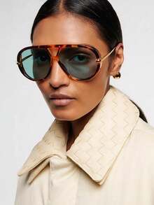 SeeBand Okulary przeciwsłoneczne typu Aviator unisex, okrągłe okulary przeciwsłoneczne retro oversize, okulary przeciwsłoneczne retro shield, damskie okulary przeciwsłoneczne z dużą oprawką, modne okulary przeciwsłoneczne w stylu europejskim i amerykańskim, akcesoria do podróży na świeżym powietrzu i do stylu ulicznego, modne okulary przeciwsłoneczne damskie, damskie okulary przeciwsłoneczne, strój jesienno-zimowy, akcesoria plażowe, styl retro Y2K basic, casualowy styl biznesowy, letnie wakacje na plaży, prezent na podróż na świeżym powietrzu - Wielokolorowe - Zobacz 9