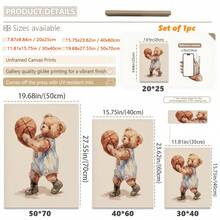 1 Tranh Gấu Thể Thao Ngộ Ngộ Trang Trí Tường Phòng Trẻ Em - 6 Mẫu Thiết Kế Đáng Yêu, Có/Không Khung | Tranh vẽ tay trên vải canvas hình động vật, phù hợp với trang trí phòng trẻ em tông màu trung tính, khung gỗ, dễ treo, trang trí phòng trẻ em chủ đề bóng chày, bóng đá, golf, thiết kế tông màu retro nhẹ nhàng, lựa chọn quà tặng tốt nhất - Nhiều màu - Xem 8