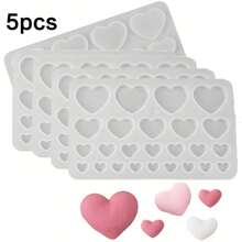 1/2/5pcs Set Heart-Shaped Silicone Mold, DIY Chocolate, Fondant, Cake Decoration Baking Mold