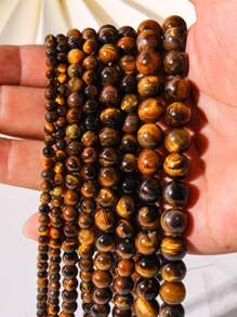 1pc 4/6/8/10mm Natural Tiger Eye Round Beads, Suitable Gift For Parents, DIY Material