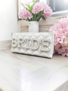 1PC Pearl Bride Clutch Bag Bridal Shower Wedding Engagement Honeymoon Trip Bachelorette Hen Party Decoration Wifey Mrs Gift Present