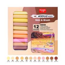 1 set de 24/12 couleurs de marqueurs de peinture acrylique de Guang Na, de couleurs de peau professionnelles et de couleurs macaron. Ils ne percent pas le papier et ne laissent presque pas de traces, avec un système d'encre automatique, des couleurs riches, pour des pages de coloriage claires. Idéal pour la rentrée scolaire.