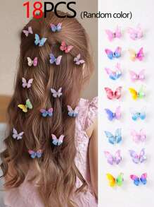 24/18/12/6 buc agrafe de păr cu stras fluture din organza cu gradient de culoare aleatorie pentru femei, accesorii de păr drăguțe pentru prințesă, agrafe cu gheare, agrafe de păr, chestii școlare