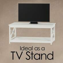 White Wooden Coffee Table With Bottom Shelf 34 Inches Long TV Stand 14.5 In H - 1 - View 2