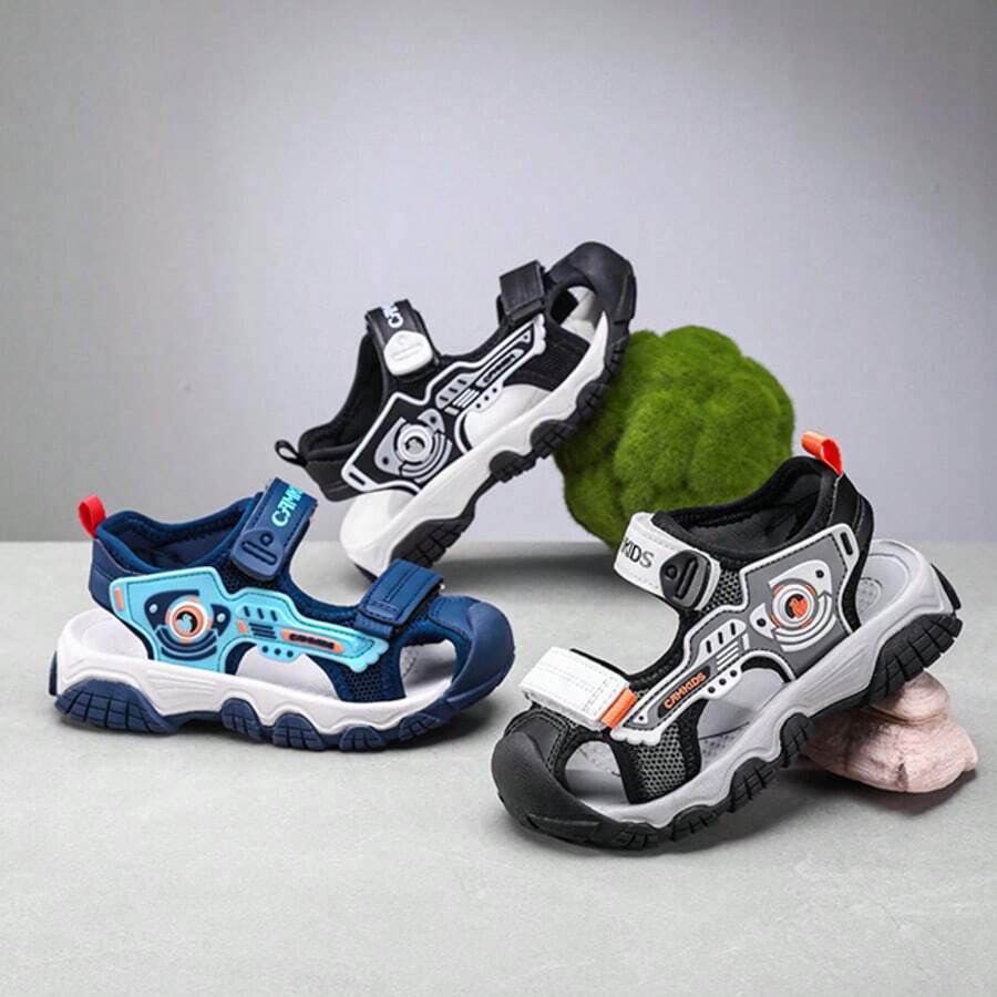 Kinder Jungen Outdoor Sport Sandalen mit rutschfester Sohle, Mesh-Design für Atmungsaktivität, bequem, gepolsterter Zehenbereich, Klettverschluss, geeignet für täglichen Gebrauch & Outdoor, Frühling/Sommer