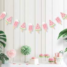 Summer Watermelon Garland, Outdoor Indoor Holiday Beach Party Birthday Decoration Banner