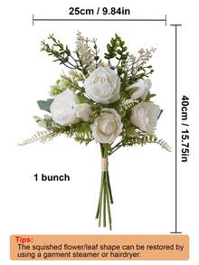 1 Bunch Artificial Flowers Faux Roses Flowers For Vase With A Flower Arrangement,Artificial Silk Roses Dining Table Centerpiece Decor,Flower Arrangements For Wedding Home Office,Kitchen Decor Gifts Birthday Graduation - White - View 2