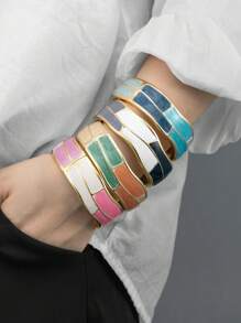 1pc Minimalist Vintage Boho Chic Zinc Alloy Colorful Resin Chunky Cuff Bracelet For Women, Nightclub Office Daily And Street Style Opulent Statement Piece Jewelry,Festival Gift For Wedding Valentine's Day Mother's Day Birthday