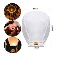 [10 piezas Linternas de deseo estilo chino Kongming rojas] Linterna Kongming blanca, linternas de papel de vuelo romántico para bendecir el cielo | Artículos esenciales para reuniones familiares/ceremonias conmemorativas/ritual de testigos del amor (Se incluyen 3 marcadores de escena)