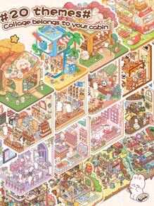 61 piezas Pegatinas decorativas DIY para casa, pegatinas de paisajismo, pegatinas de escena (incluye 20 escenas, 40 hojas de material, 1 pinza, 1 imagen de referencia), pegatinas de miniatura 3D de casa y paisaje micro para manualidades DIY, pegatinas de paisaje, pegatinas de libro, pegatinas de clasificación de escenas de casas pequeñas, reutilizables, disponibles en varios tamaños