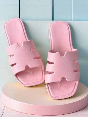 女士纯色优雅透气简约便携日常居家浴室室内户外沙滩拖鞋